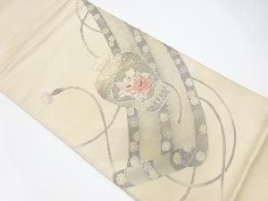 アンティーク　御簾に壺・花模様刺繍袋帯（材料）
